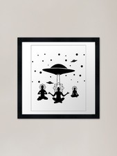 Listing image for Yoga Meditate Alien Contact ET UFO Framed Wall Art Poster Canvas Print Picture
