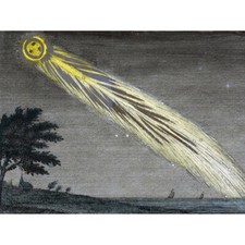 Listing image for Comet Space Night Landscape Astronomy Etching Canvas Wall Art Print Poster