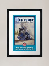 Listing image for The Blue Comet Poster Framed Art Pr Framed Wall Art Poster Canvas Print Picture