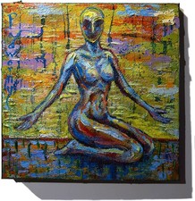 Listing image for Original Oil Painting of Female Woman Robot Alien spiritual religious Modern '26